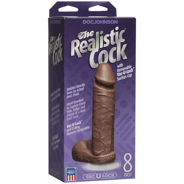 The Realistic Cock 8 Inch Dildo Flesh Brown