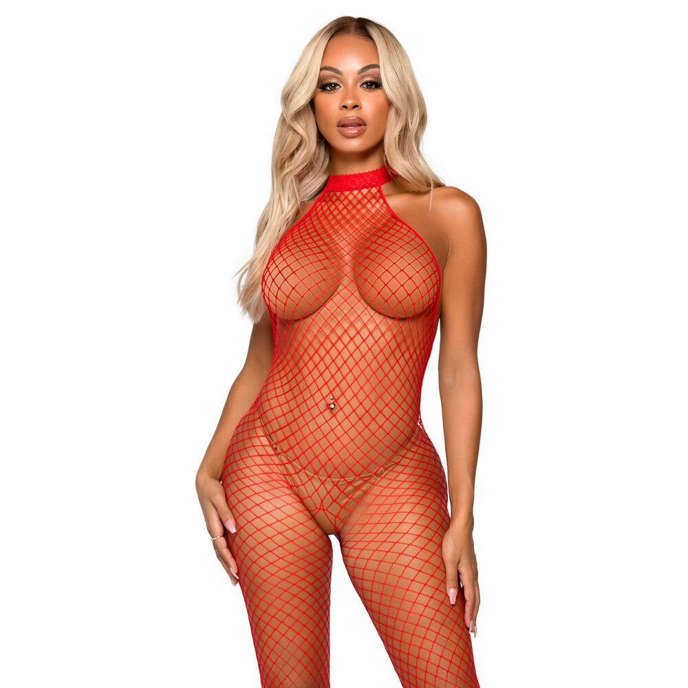 Leg Avenue Racer Neck Bodystocking Red