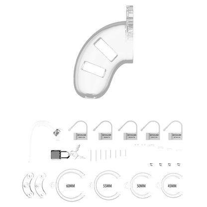 Man Cage 10  Male 3.5 Inch Clear Chastity Cage With Anal Plug